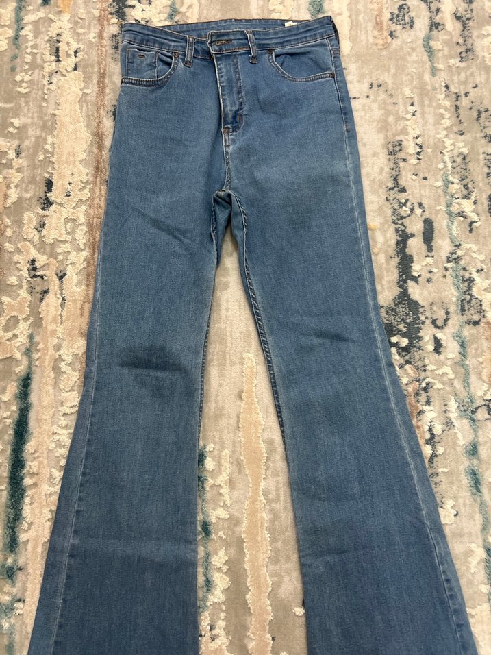 Mavi Bol Kesim Midi Kadın Kot Pantolon - Görsel 2