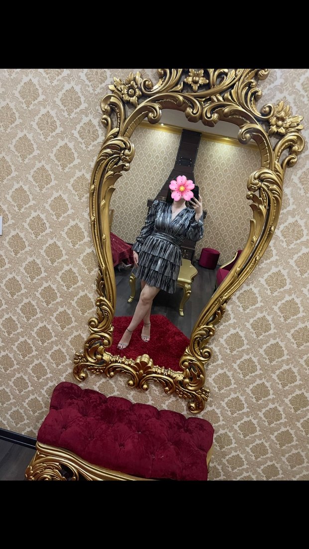 Gri Pilili V Yaka Mini Elbise - Görsel 2