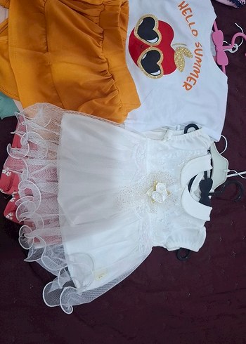 9 Ay Beden Nakışlı Fırfırlı Kız Bebek Takımları