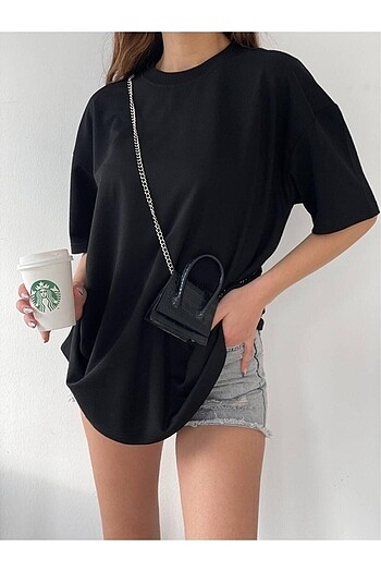 diğer Beden siyah Renk Unisex Pamuk Oversize Siyah Bisiklet Yaka