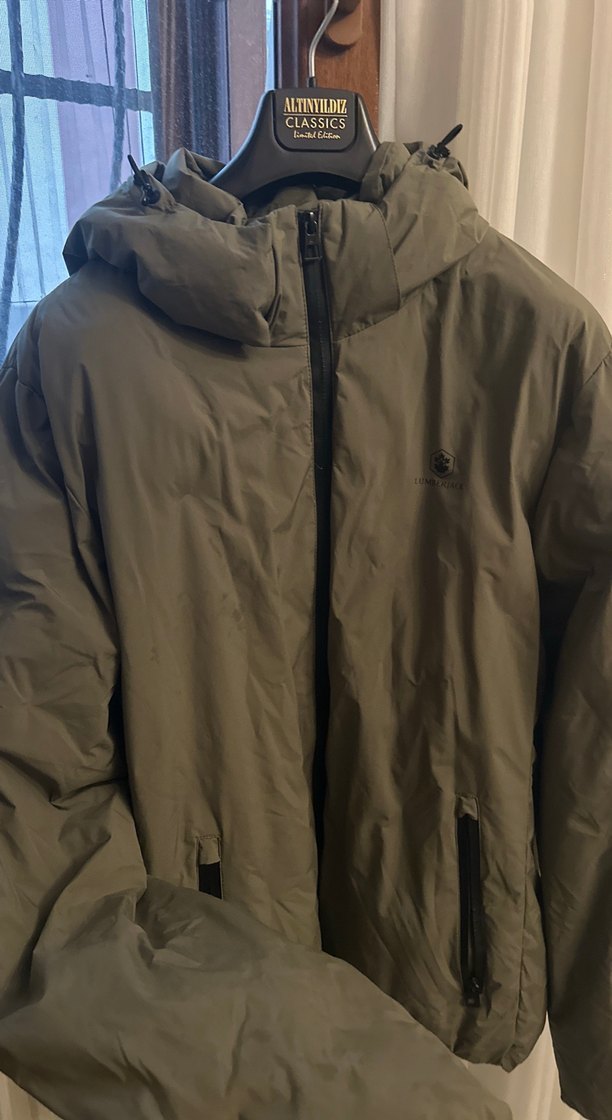 Haki Kapüşonlu Erkek Mont - Görsel 2