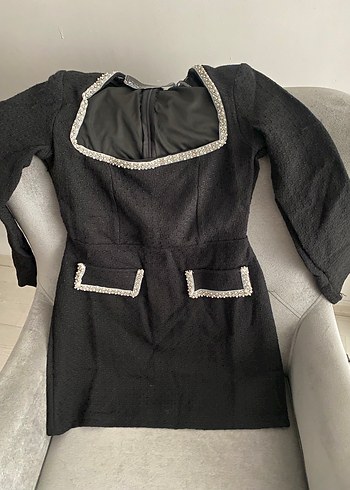 Siyah Mini Kadın Elbise - Görsel 4