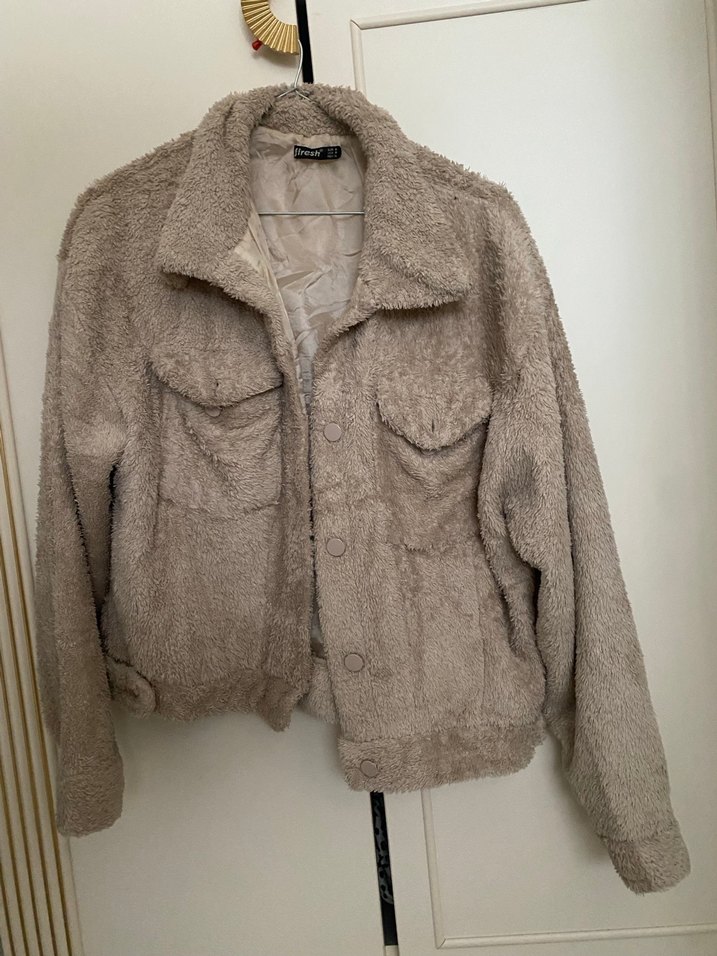 Bej Peluş Kadın ceket - Görsel 2