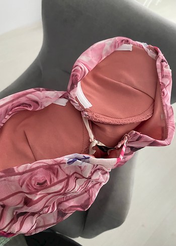 Pembe Straplez Abiye Elbise - Görsel 3