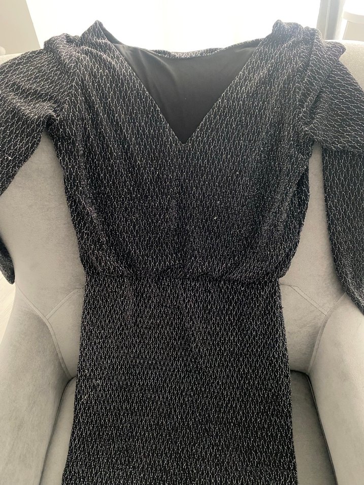 V Yakalı Kadın Elbise - Görsel 3