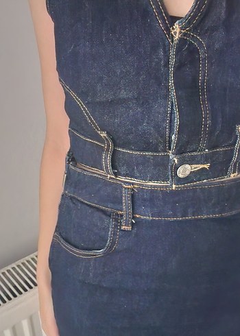 Zara V Yakalı Mini Denim Takım - Görsel 6