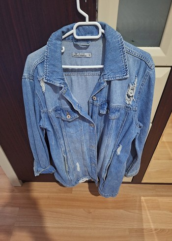 Düğmeli Mavi Kadın Denim Ceket
