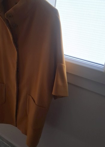 Düğmeli Kısa Kahverengi Kadın Kaban - Görsel 5