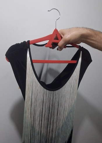 ip Detaylı Siyah kısaKadın Abiye Elbise - Görsel 4