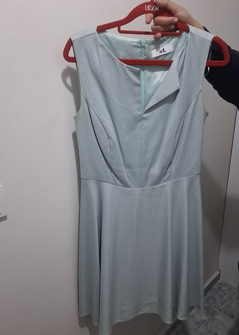 Mavi V-Yaka  Kolsuz Elbise - Görsel 3