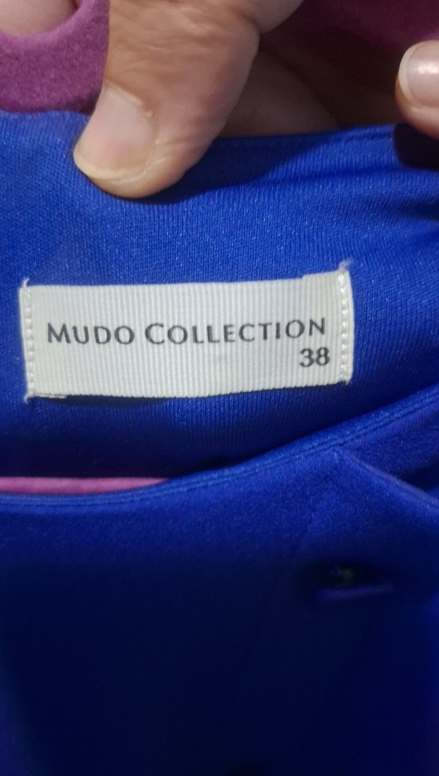 Düğmeli Kolsuz Mini Mavi Ofis Elbisesi - Görsel 5