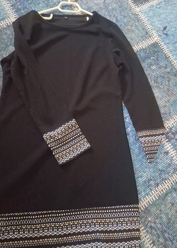 Nakışlı Siyah Uzun Kollu Triko Tunik - Görsel 2