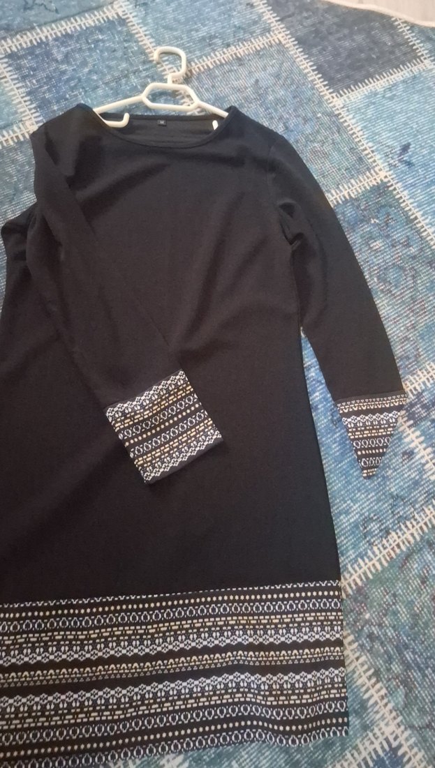 Nakışlı Siyah Uzun Kollu Triko Tunik - Görsel 2