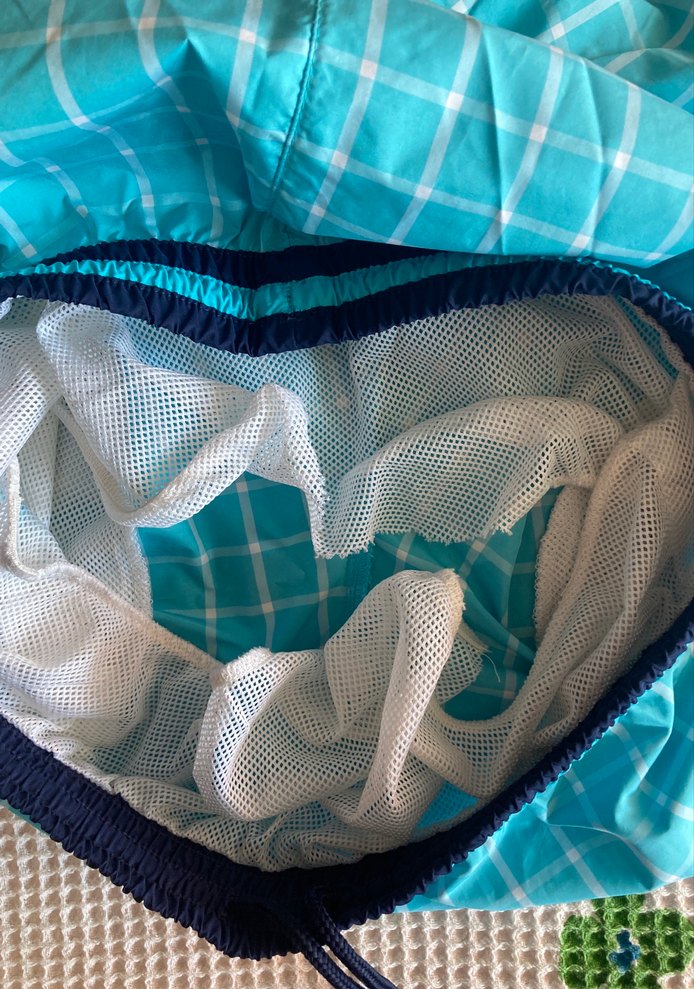 Mavi Kareli Erkek Mayo Şortu - Görsel 4