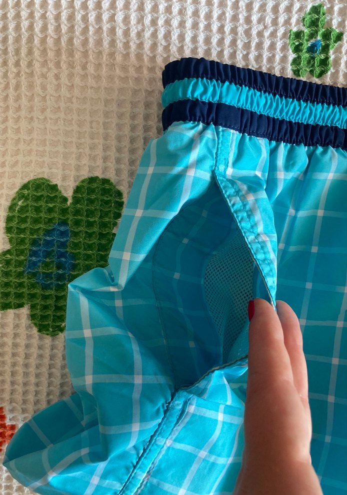 Mavi Kareli Erkek Mayo Şortu - Görsel 3