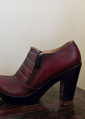 Kadın Bordo Deri Platform Topuklu Ayakkabı - Görsel 3