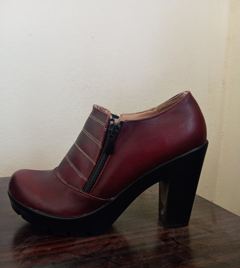 Kadın Bordo Deri Platform Topuklu Ayakkabı - Görsel 3