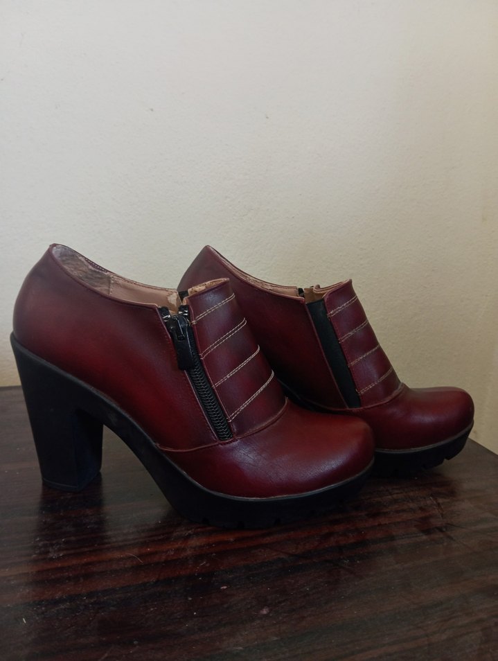 Kadın Bordo Deri Platform Topuklu Ayakkabı - Görsel 4