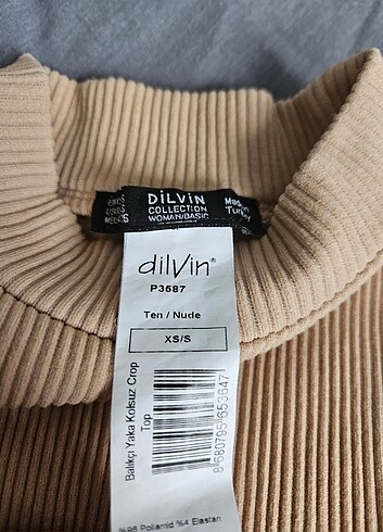 Dilvin Dilvin Balıkçı Yaka Kolsuz Crop Top