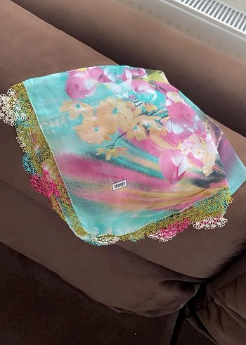 Dantel Kenarlı Pastel Renkli Kadın Fular/Tulbent