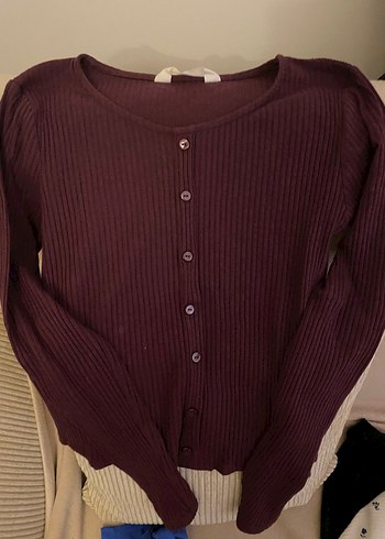 H&M HM Bordo Düğmeli Triko