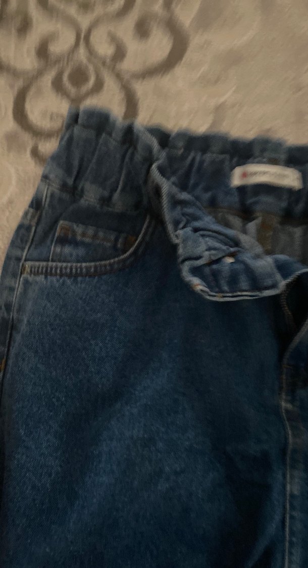 Koyu Mavi Kemerli Mini Denim Etek - Görsel 3