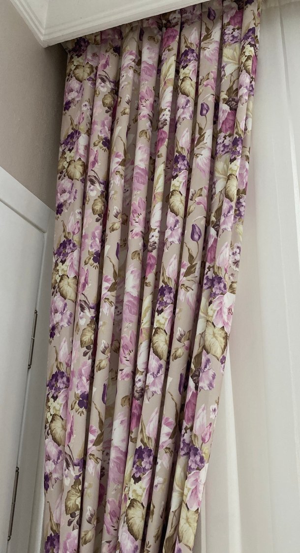 Pastel Pembe Çiçekli Perde fon perde - Görsel 2