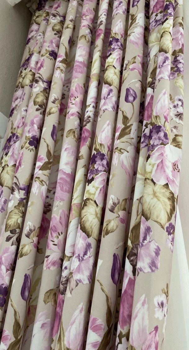 Pastel Pembe Çiçekli Perde fon perde - Görsel 3