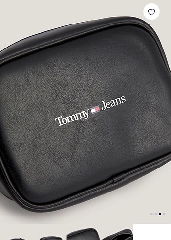 Tommy Jeans Siyah Deri Kadın Çapraz Çanta