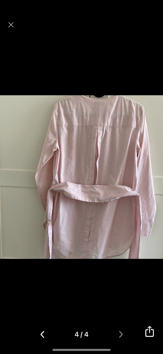 Mango Düğmeli Pembe Pamuklu Kadın Gömlek - Görsel 4