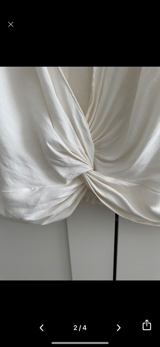 Beyaz V Yaka Kısa Kollu Keten Bolero - Görsel 2