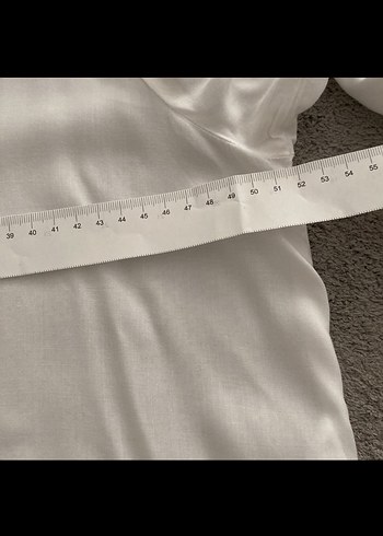 H&M Düğmeli Beyaz Keten Kadın Gömlek - Görsel 3