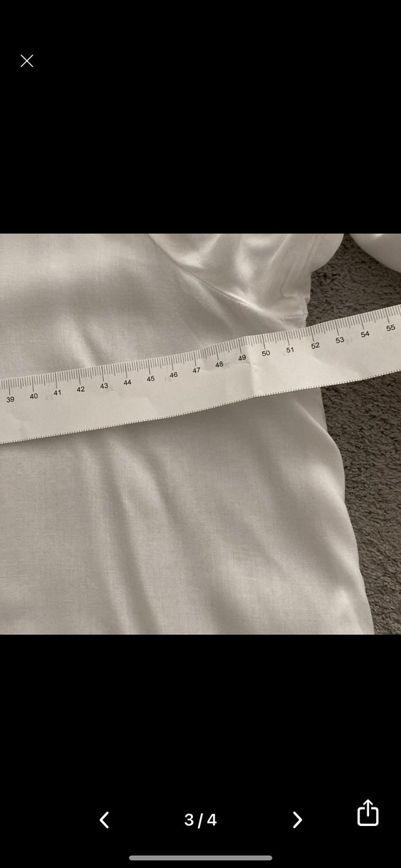 H&M Düğmeli Beyaz Keten Kadın Gömlek - Görsel 3