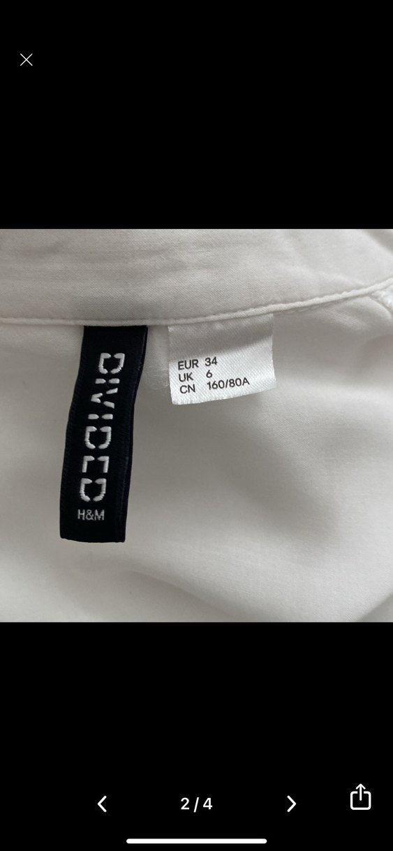 H&M Düğmeli Beyaz Keten Kadın Gömlek - Görsel 2