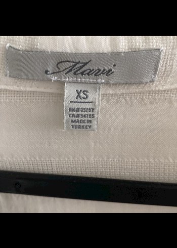 Mavi marka Düğmeli Gri Çizgili Beyaz Kadın Gömlek - Görsel 2