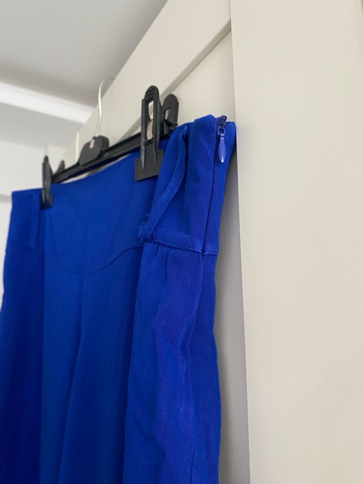 Mavi Uzun Salaş Kadın Pantolon - Görsel 4