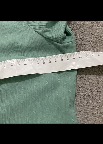 Düğmeli V Yakalı Turkuaz Kadın Keten Gömlek - Görsel 4