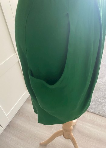 Midi Yeşil V Yaka Elbise - Görsel 2