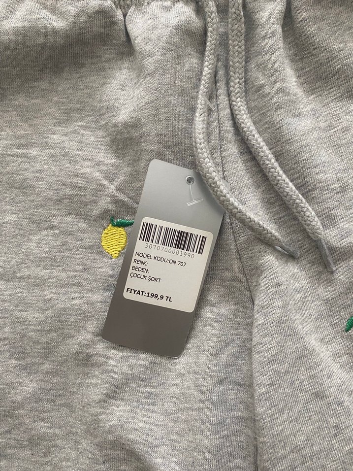 Gri Nakışlı Rahat çocuk Mini Şort - Görsel 2