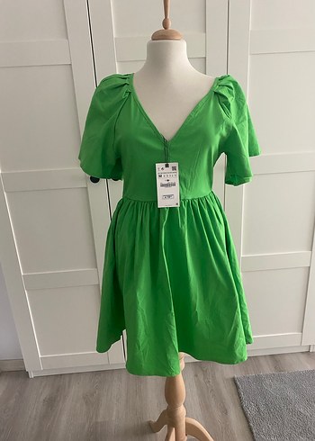 Yeşil V Yaka Midi Bohem Elbise - Görsel 3