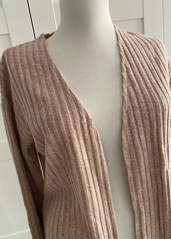 Bej Uzun Kollu Triko Kadın Hırka - Görsel 4