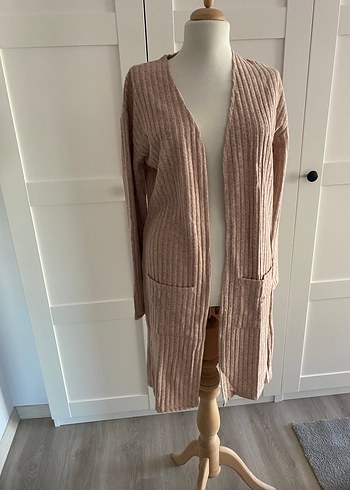 Bej Uzun Kollu Triko Kadın Hırka - Görsel 8