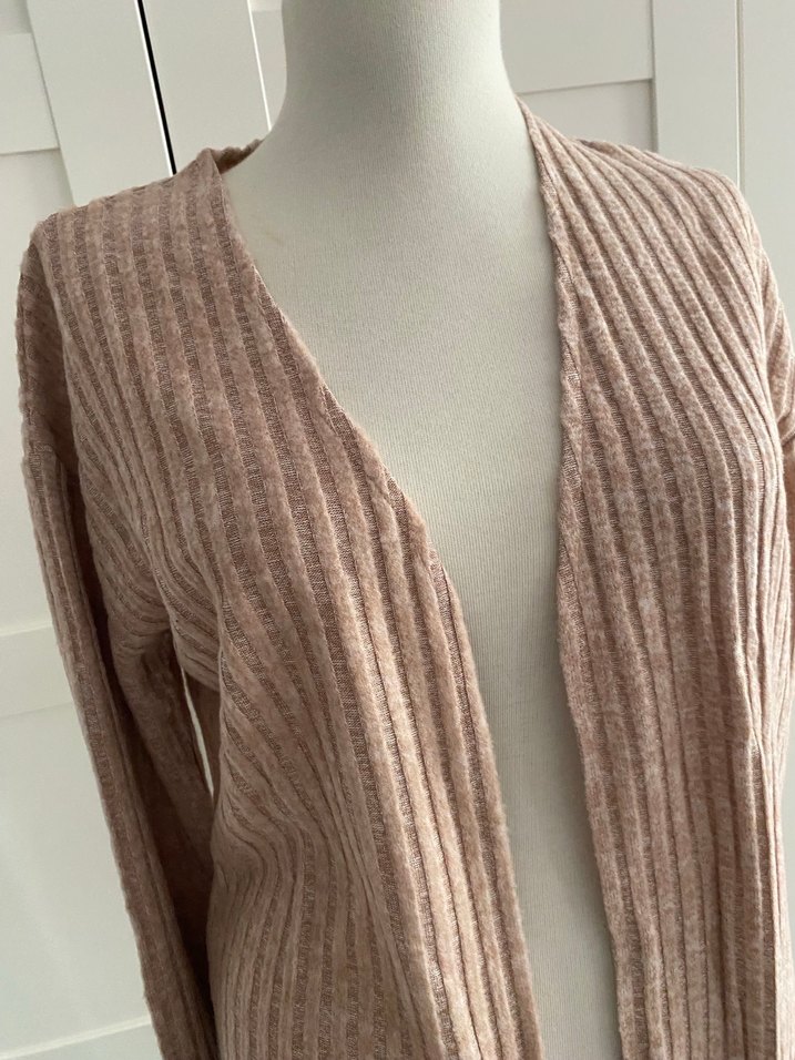 Bej Uzun Kollu Triko Kadın Hırka - Görsel 4