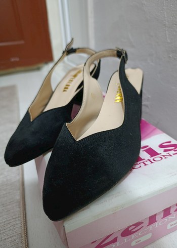 Siyah Tokalı Kadın Topuklu Ayakkabı - Görsel 5