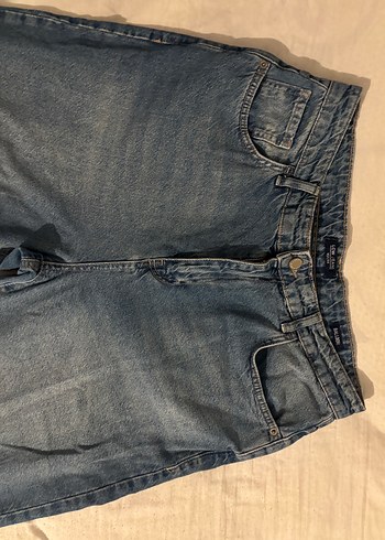 44 Beden Geniş Kesim Mavi Denim Kadın Pantolon