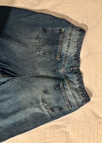 46 Beden Kadın Mavi Loose Fit Midi Denim Jean