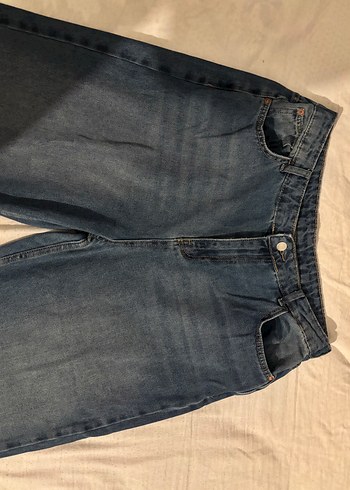 46 Beden mavi Renk Kadın Mavi Loose Fit Midi Denim Jean