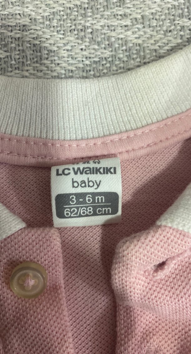 Düğmeli Pembe Kısa Kollu Bebek Body - Görsel 2