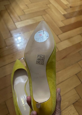 Sarı deri Süet Kadın Dolgu Topuk Stiletto - Görsel 3