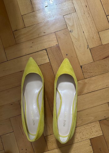 Sarı deri Süet Kadın Dolgu Topuk Stiletto - Görsel 5